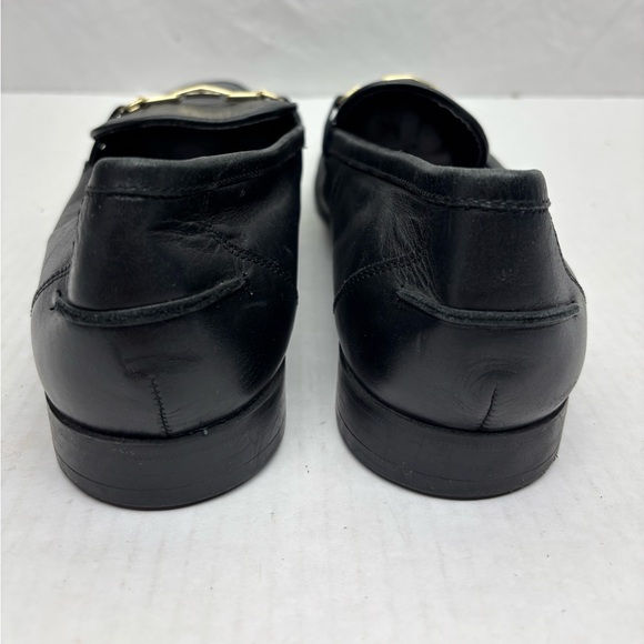 Zara Men\'s Black Leather Slip-On Loafers with Gold Bit Accent, SZ 43 EU, box 18 main image 4